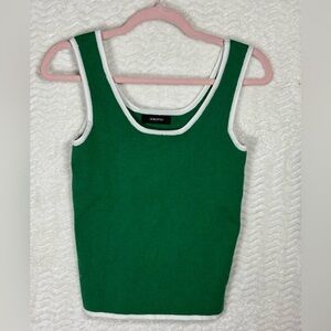 Dokotoo Chic Lovely Green Tank Top with White Trim. Soft and fashionable